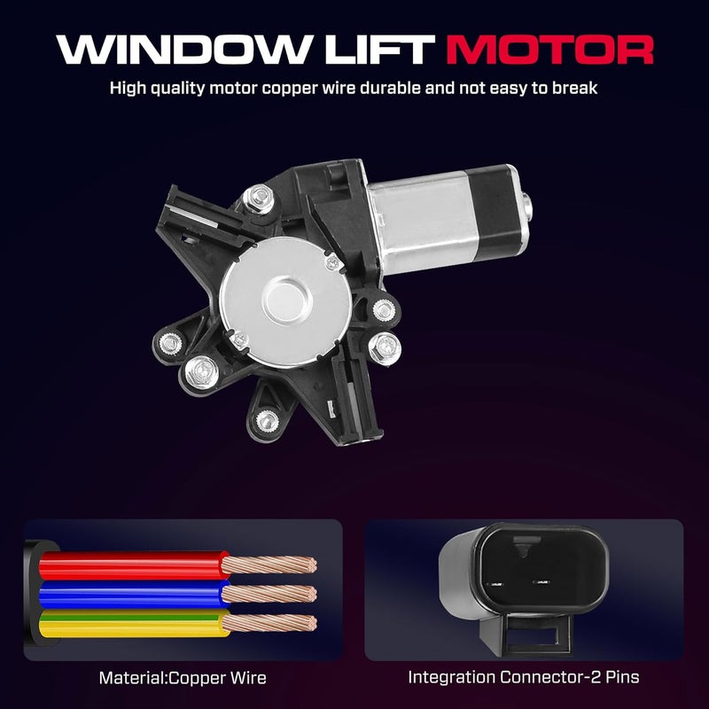 XIMAKA Rear Passenger Side Power Window Regulator with Motor (2 Pins) Fit for 2006-2013 Chevy Impala, 2014-2016 Chevrolet Impala Limited Sedan, 748-511 - Image 4